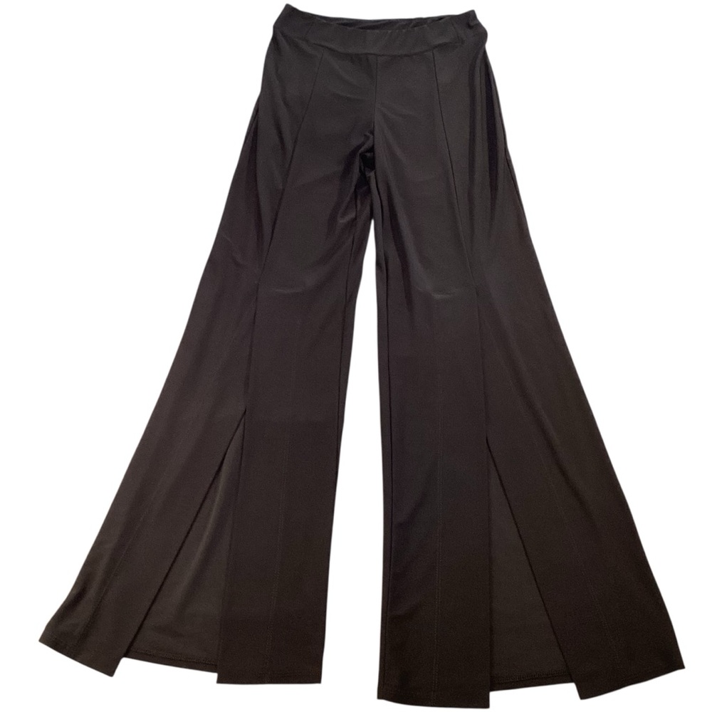Last Tango Front Slit Wide Leg Black Pull On Pants, XS Style P425 Made in USA‎